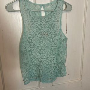 teal, lace, tank top